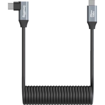 SmallRig 4792 USB-C Straight to USB-C Angled Coiled Data Cable