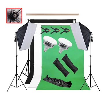 Softbox szett 2db 50x70 softbox, 2db 85W Led izzó, 2db 230cm állvány, háttérrel és tartóval