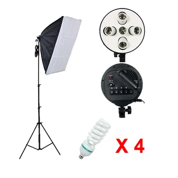 Softbox szett 60x90 softbox 5 foglalattal, 4db 125W spirálizzó, 280cm állvány