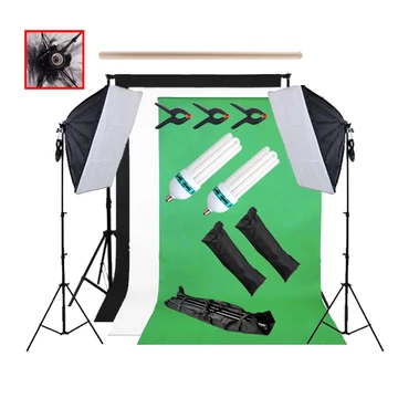 Softbox szett 2db 50x70 softbox, 2db 125W spirálizzó, 2db 230cm állvány, háttérrel és tartóval