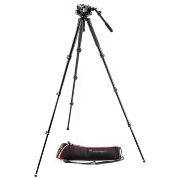 Manfrotto 504HD fluid video fej + MVT535AQ alu állvány, single láb