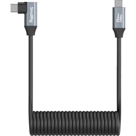 SmallRig 4792 USB-C Straight to USB-C Angled Coiled Data Cable