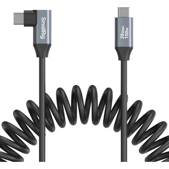 SmallRig 4792 USB-C Straight to USB-C Angled Coiled Data Cable