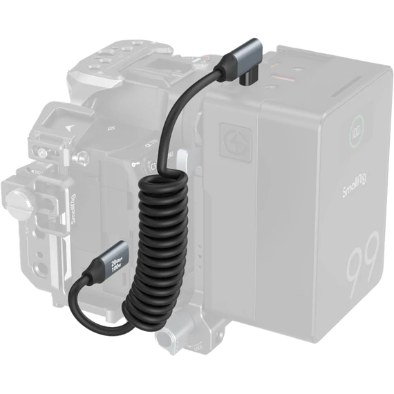 SmallRig 4792 USB-C Straight to USB-C Angled Coiled Data Cable