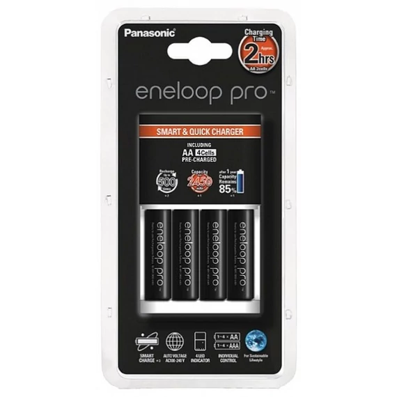 Panasonic Eneloop Pro 4db AA 2500 mAh akku + CC55 gyorstöltő