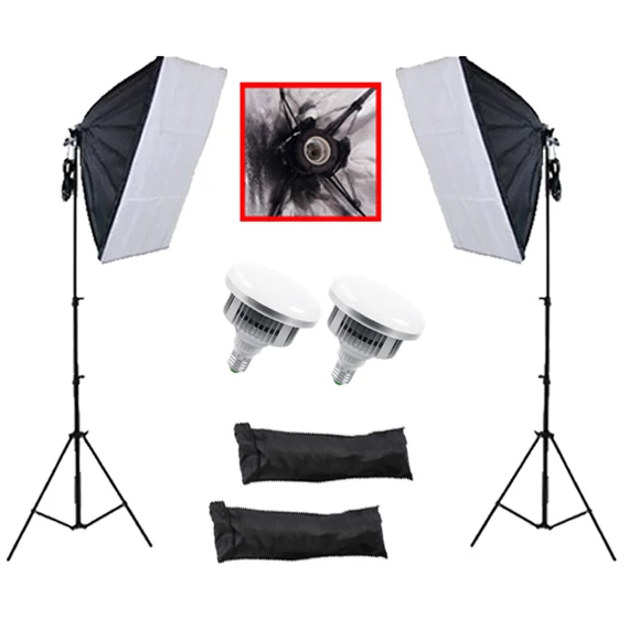 Softbox szett 2db 50x70 softbox, 2db 85W LED izzó, 2db 230cm állvány