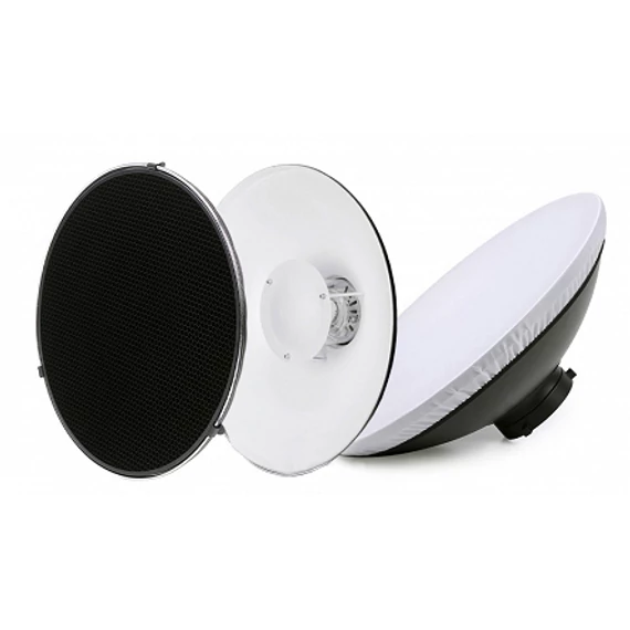 Beauty dish 55cm + diffúzor + méhsejtrács (Fehér)