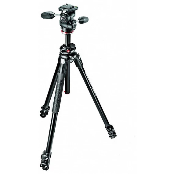 Manfrotto 290 Dual kit alu 3 szekciós állvány 90° oszloppal + 3D fej MK290DUA3-3W