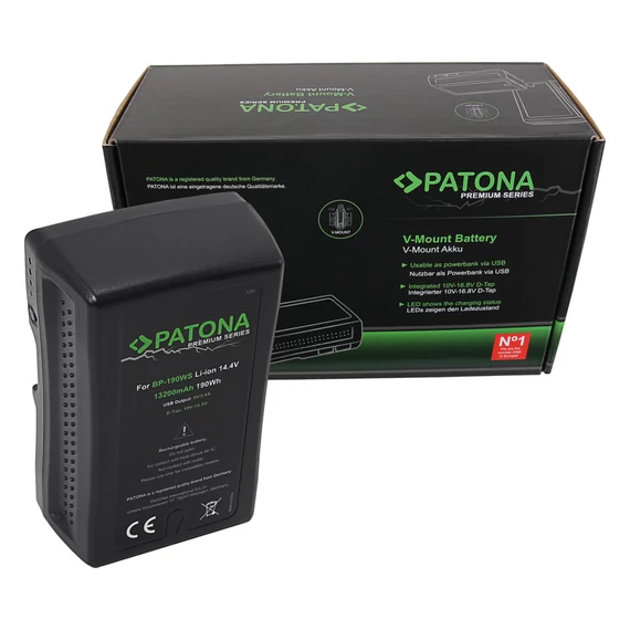 PATONA Premium Battery V-mount 190Wh f. Sony BP190WS DSR 250P 600P 650P 652P - 1255