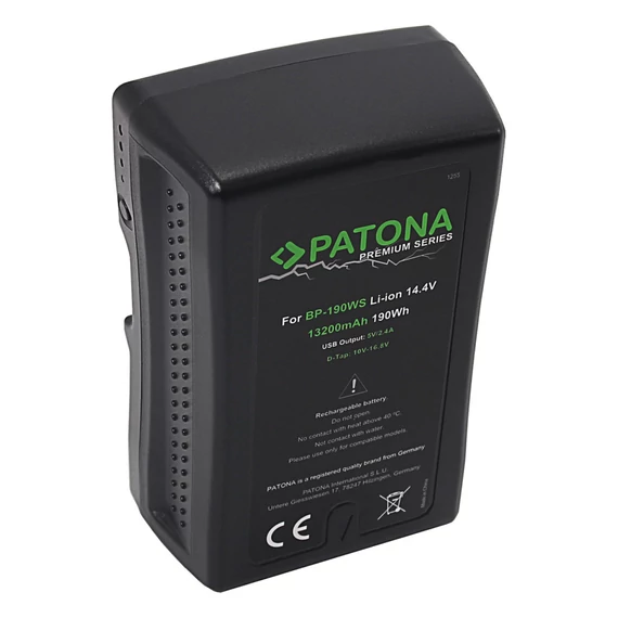PATONA Premium Battery V-mount 190Wh f. Sony BP190WS DSR 250P 600P 650P 652P - 1255