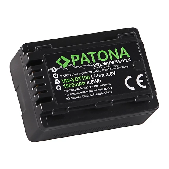 PATONA Premium Akku f. Panasonic VW-VBT190 HC-V757 V777 VX878 WX979 - 1258