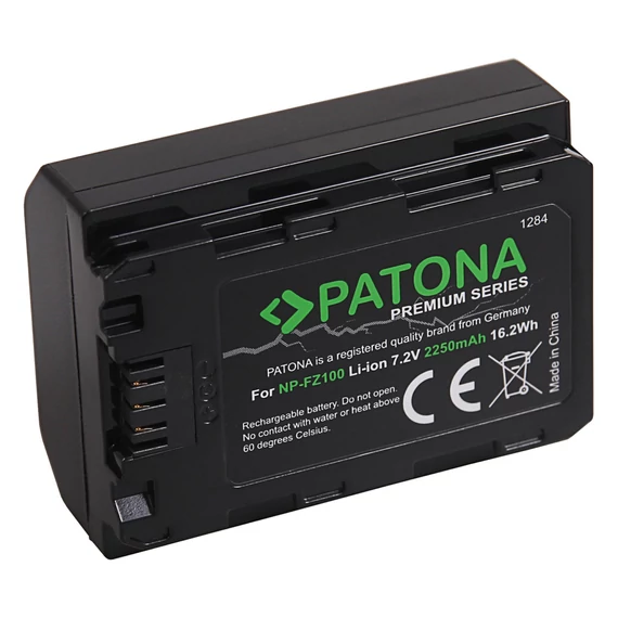 PATONA Premium Akku f. Sony NP-FZ100 A7 III A7M3 Alpha 7 III A7 R III A7RM3 Alpha 7 R III A9 Alpha 9 - 1284