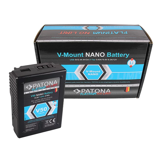 PATONA Platinum V-Mount Akku NANO V50 with 47Wh RED ARRI 1298