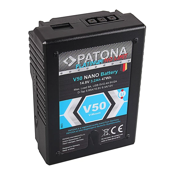 PATONA Platinum V-Mount Akku NANO V50 with 47Wh RED ARRI 1298