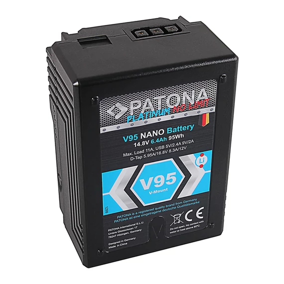 PATONA Platinum NANO V95 V-Mount 95Wh f. Sony DSR 600P 650P 652P HDW 800P PDW 850 BP-150w RED ARRI - 1299