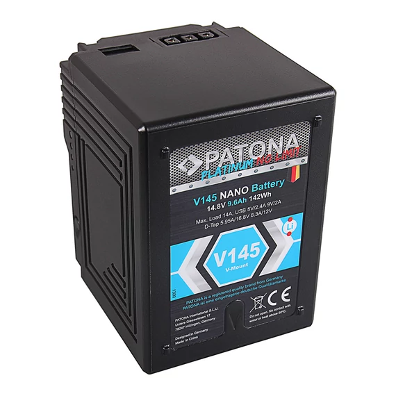 PATONA Platinum NANO V145 V-Mount 142Wh f. Sony DSR 600P 650P 652P HDW 800P PDW 850 BP-150w RED ARRI - 1300