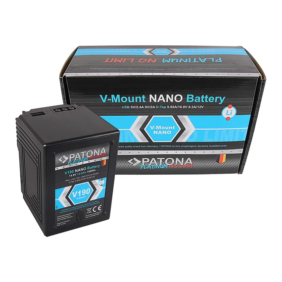 PATONA Platinum NANO V190 V-Mount 189Wh f. Sony DSR 600P 650P 652P HDW 800P PDW 850 BP-150w RED ARRI - 1301