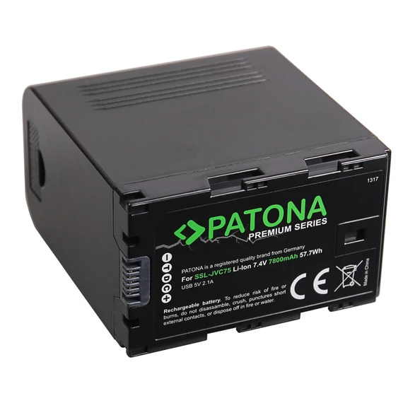 PATONA Premium Battery for JVC SSL-75 SSL-JVC50 SSL-JVC75 HM600 HM650 LG cells - 1317