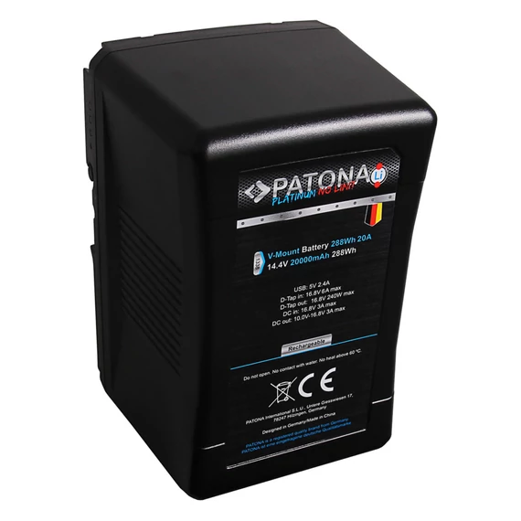 PATONA Platinum battery V-Mount 20A 288Wh with Tesla cells f. Sony BP-290W DSR 250P 600P 650P 652P - 1338