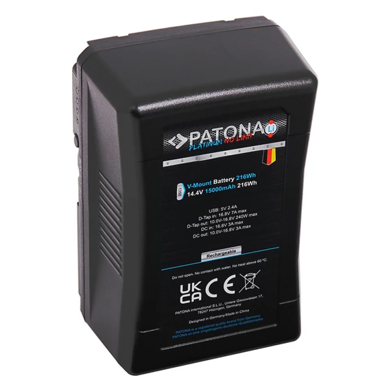 PATONA Platinum Battery V-Mount 24A 216Wh 15000mAh f. Blackmagic Ursa Mini RED EPIC Sony Video LED Light - 1350