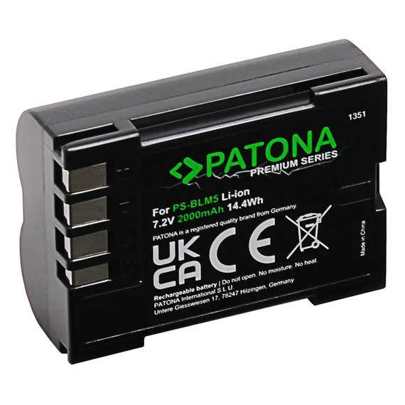 PATONA Premium Akku f. Olympus BLM1 BLM5 E1 E3 E5 E300 E330 E500 E510 E520 C-8080 C-7070 C-5060 - 1351
