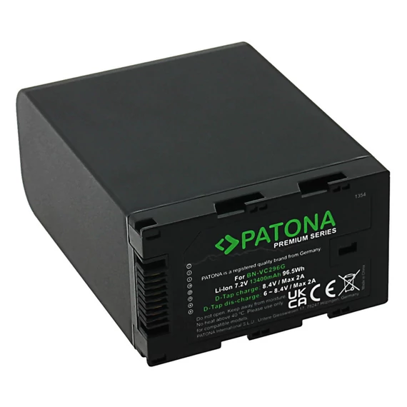 PATONA premium battery BN-VC296G f. JVC GY-HC500 GY-HC550 D-Tap with high-quality LG cells - 1354