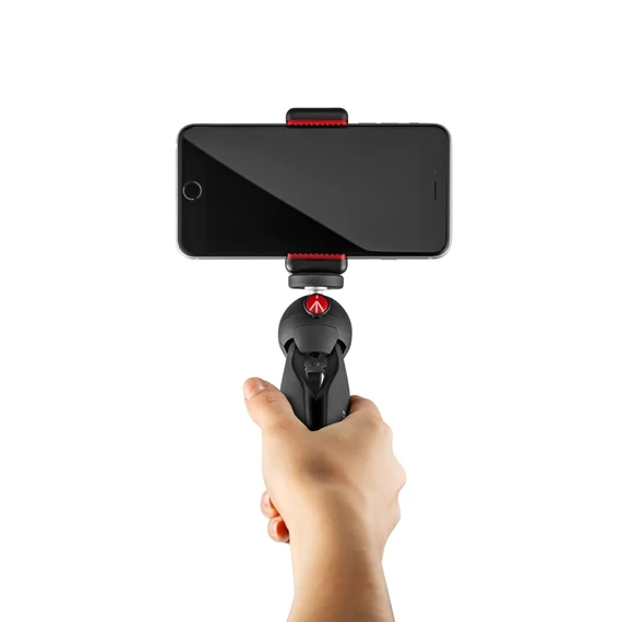 Manfrotto Pixi fekete mini Tripod univerzális okostelefon tartóval MKPIXICLAMP-BK