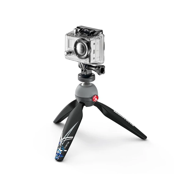 Manfrotto Pixi Xtreme Mini Tripod fekete színben, Gopro adapterrel MKPIXIEX-BK