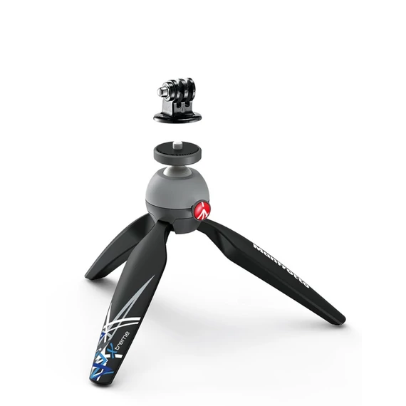 Manfrotto Pixi Xtreme Mini Tripod fekete színben, Gopro adapterrel MKPIXIEX-BK